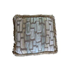 Dian Austin Couture Home Decorative Throw Pillow 16"x16" Beige/Blue Pattern with